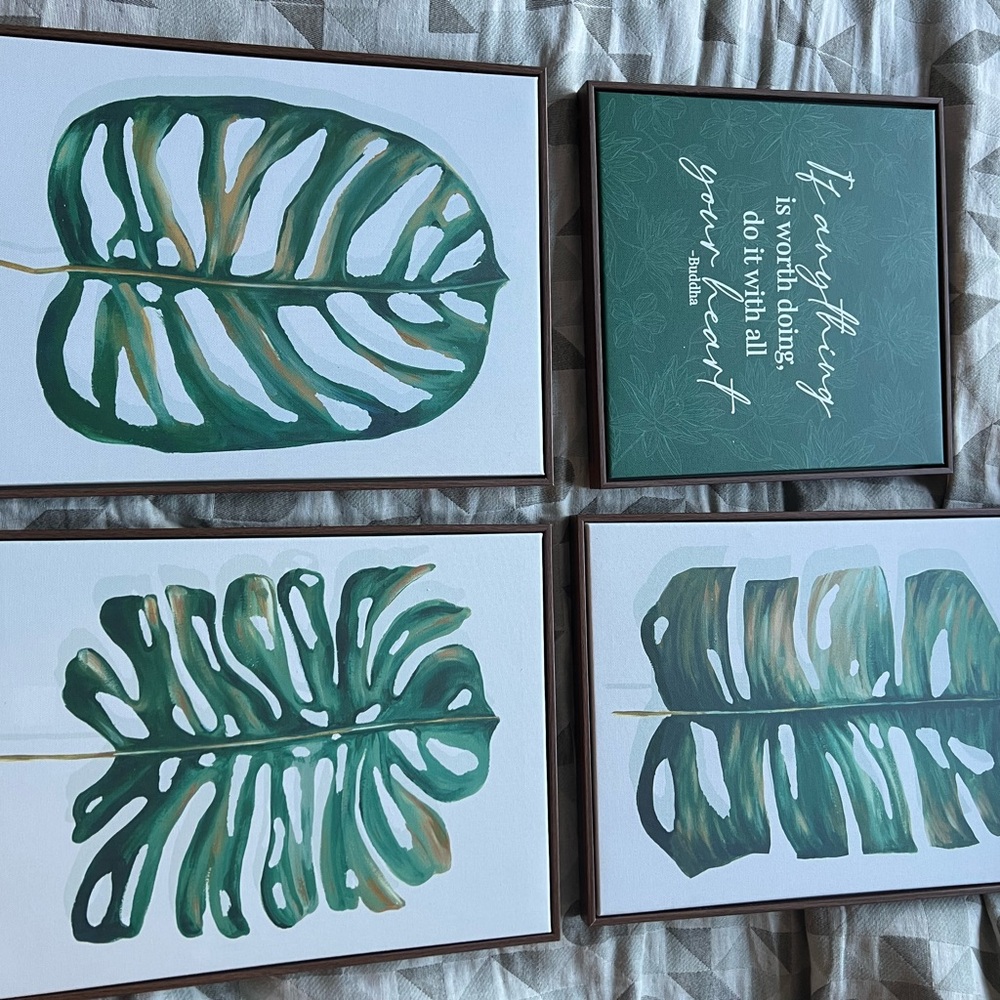 Green Leaf Wall Art Set